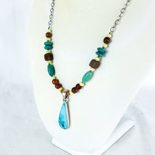 Load image into Gallery viewer, Vintage Sterling Silver Turquoise Teardrop Beaded Pendant Necklace
