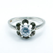 Load image into Gallery viewer, Vintage Avon Sterling Silver Cubic Zirconia Flower Ring, Size 10
