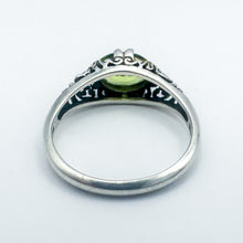 Load image into Gallery viewer, Vintage Sterling Silver Filigree Peridot Ring, Size 7.25
