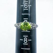 Load image into Gallery viewer, Vintage Sterling Silver Filigree Peridot Ring, Size 7.25
