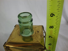 Load image into Gallery viewer, Vintage Green Tinted Glass and Brass Handerbete Sweden Musical Box Decanter
