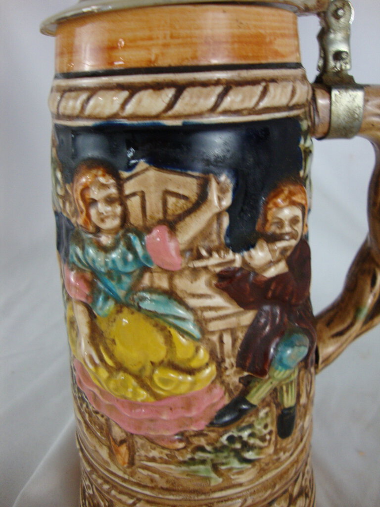 Vintage Japan Bar Cabin Scene Musical Drinking Stein with Lid