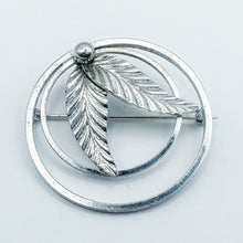 Load image into Gallery viewer, Vintage Van Dell Sterling Silver Leaf in Double Circle Brooch
