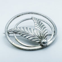 Load image into Gallery viewer, Vintage Van Dell Sterling Silver Leaf in Double Circle Brooch
