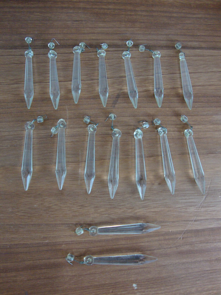 Vintage Chandelier Crystal Drops with Top Bead Lot of 16