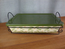 Load image into Gallery viewer, Vintage Temptations Ceramic Casserole 9x13 Serve Dish with Plastic Cover &amp; Metal Carry Tray
