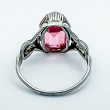 Load image into Gallery viewer, Vintage Sterling Silver Large Pink Stone Ring, Size 6.75
