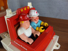 Load image into Gallery viewer, 1978 Fisher Price Husky Helpers Ladder Fire Truck with (2) Fire Fighter Figures
