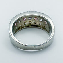 Load image into Gallery viewer, Vintage Sterling Silver Pave Setting Clear, Pink, &amp; Purple Stones Ring, Size 8.25
