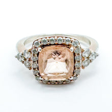 Load image into Gallery viewer, Vintage Rose-Toned Sterling Silver Clear &amp; Champagne Stone Ring, Size 8
