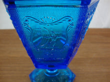 Load image into Gallery viewer, Vintage Imperial Glass Zodiac Signs Colonial Blue Pedestal Candy Dish with Lid
