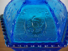 Load image into Gallery viewer, Vintage Imperial Glass Zodiac Signs Colonial Blue Pedestal Candy Dish with Lid
