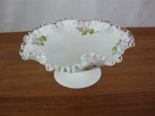 Load image into Gallery viewer, Fenton Silver Crested Violets in the Snow Footed Compote Bowl Dish
