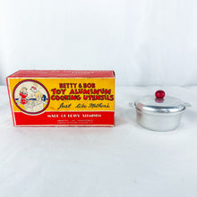 Load image into Gallery viewer, 1940&#39;s Betty &amp; Bob Toy Cooking Utensil&#39;s Aluminum Dutch Oven with
