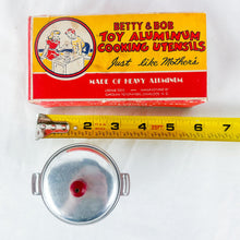 Load image into Gallery viewer, 1940&#39;s Betty &amp; Bob Toy Cooking Utensil&#39;s Aluminum Dutch Oven with
