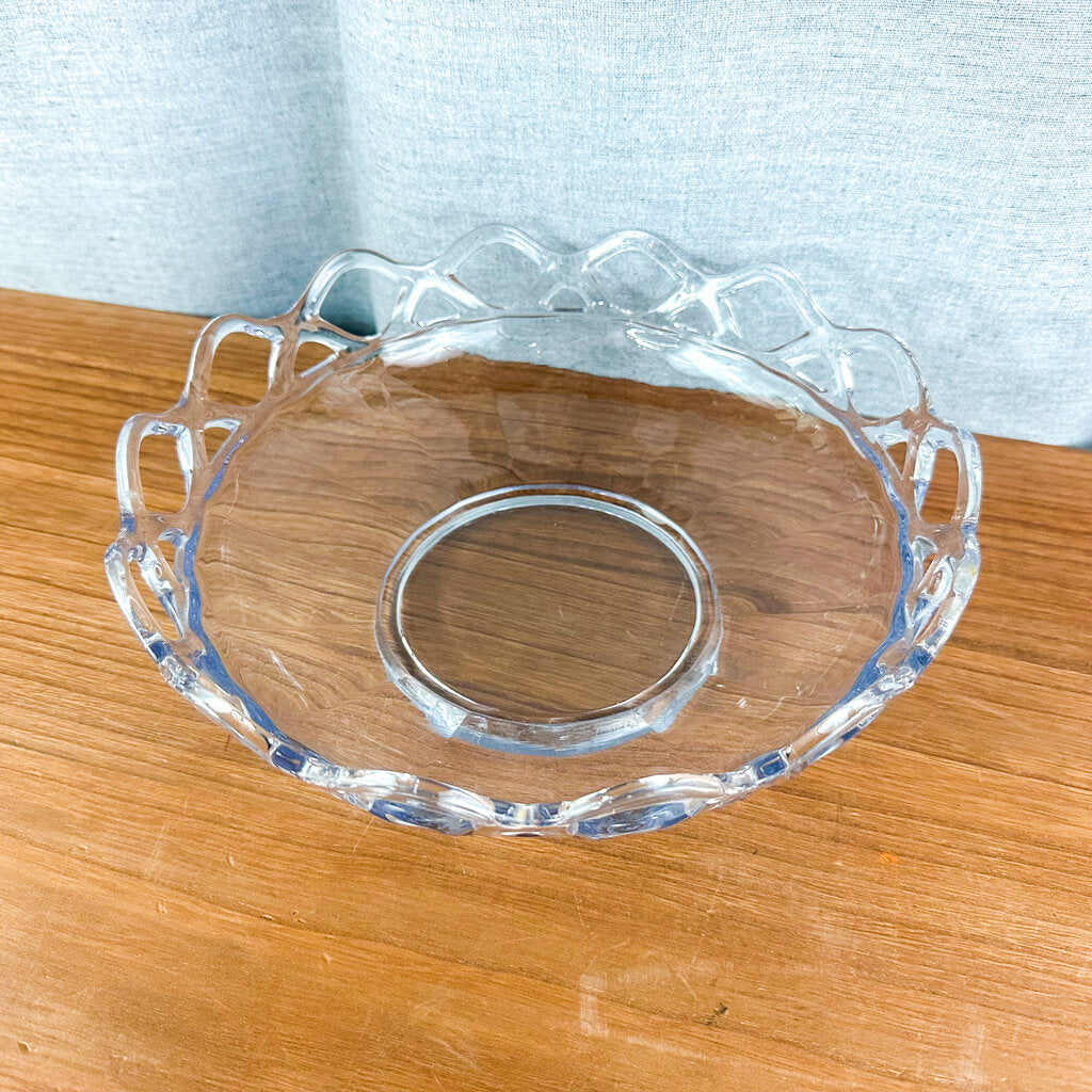 Vintage Imperial Glass Clear Glass Crochet Lace Rim Bowl