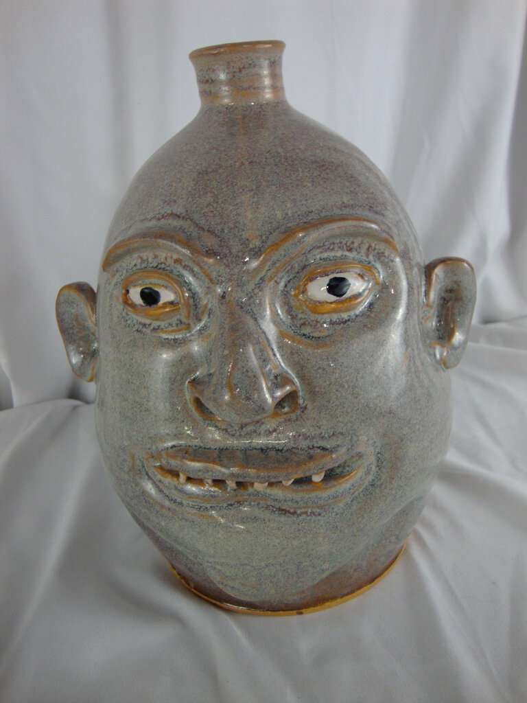 SC Marvin Bailey Folk Art Pottery Experimental Glaze Ugly Face Jug