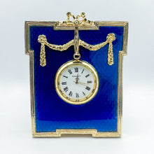 Load image into Gallery viewer, 1980s Romanov Gifts Blue Imperial Frame Clock
