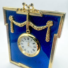 Load image into Gallery viewer, 1980s Romanov Gifts Blue Imperial Frame Clock
