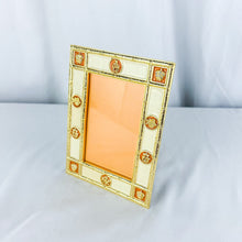 Load image into Gallery viewer, 1980s Romanov Gifts Cream, Orange, and Gold Imperial Picture Frame
