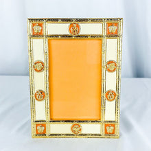 Load image into Gallery viewer, 1980s Romanov Gifts Cream, Orange, and Gold Imperial Picture Frame
