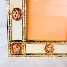 Load image into Gallery viewer, 1980s Romanov Gifts Cream, Orange, and Gold Imperial Picture Frame
