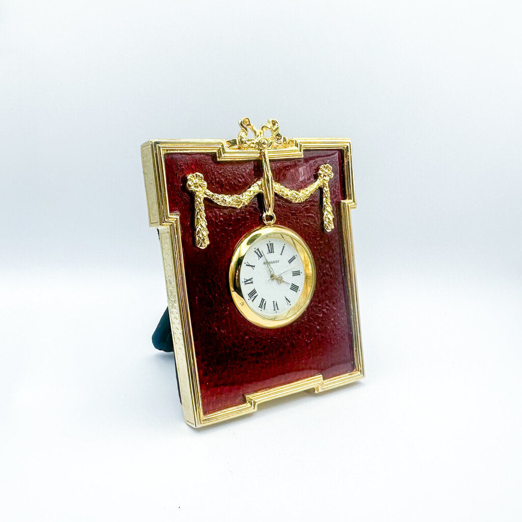 1980s Romanov Gifts Red Imperial Frame Clock