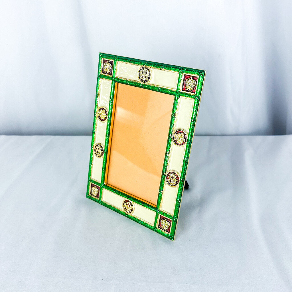 1980s Romanov Gifts Green Imperial Enamel Picture Frame