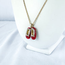 Load image into Gallery viewer, 1970s Romanov Gifts Ruby Slippers Pendant Faberge Chain Necklace
