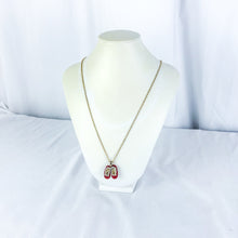 Load image into Gallery viewer, 1970s Romanov Gifts Ruby Slippers Pendant Faberge Chain Necklace
