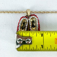 Load image into Gallery viewer, 1970s Romanov Gifts Ruby Slippers Pendant Faberge Chain Necklace
