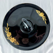 Load image into Gallery viewer, Vintage Black Amethyst Glass Painted Floral Tidbit Tray
