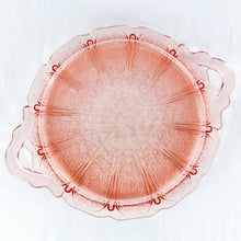 Load image into Gallery viewer, Vintage Jeanette Pink Depression Glass Cherry Blossom Cake Plate
