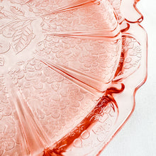 Load image into Gallery viewer, Vintage Jeanette Pink Depression Glass Cherry Blossom Cake Plate
