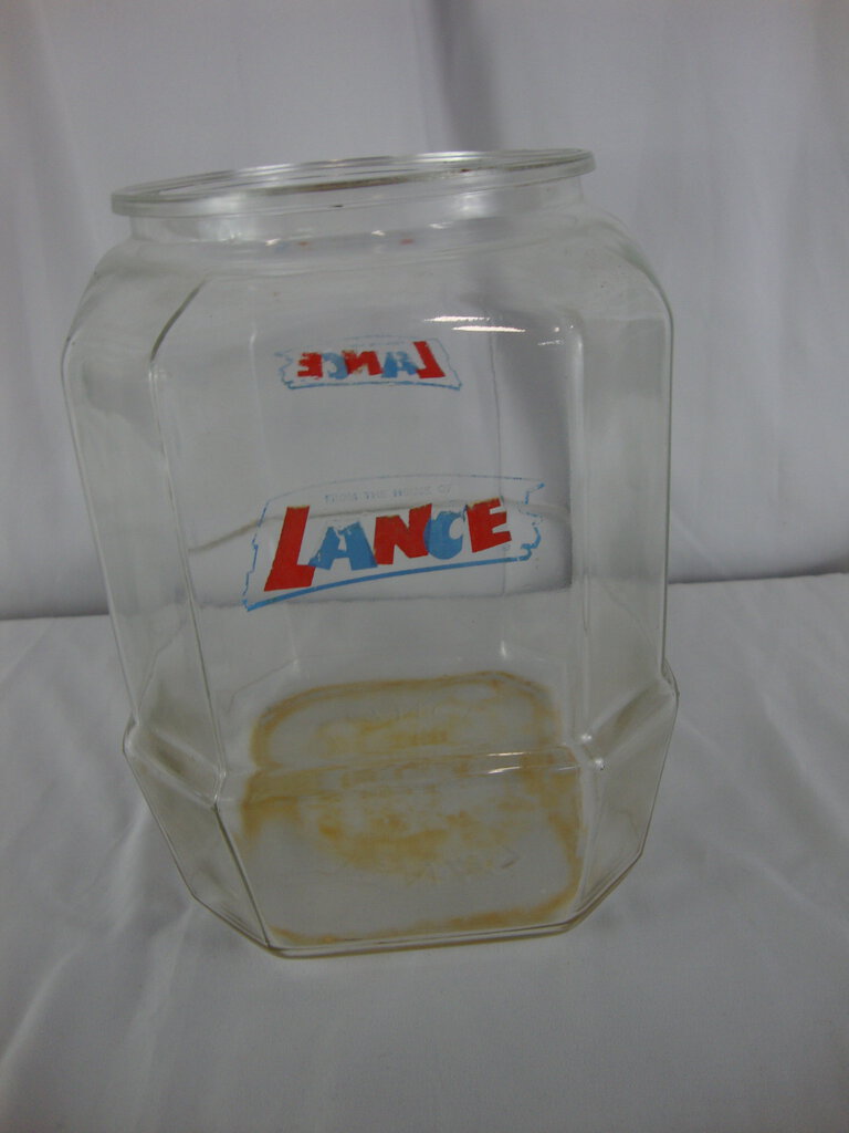 Vintage Lance Store Display 8 Sided Glass Countertop Jar No Lid/Stains