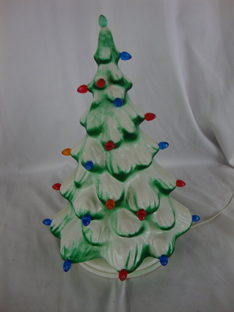 Vintage Union Products Plastic Blow Mold Electric Lighted Tabletop Christmas Tree