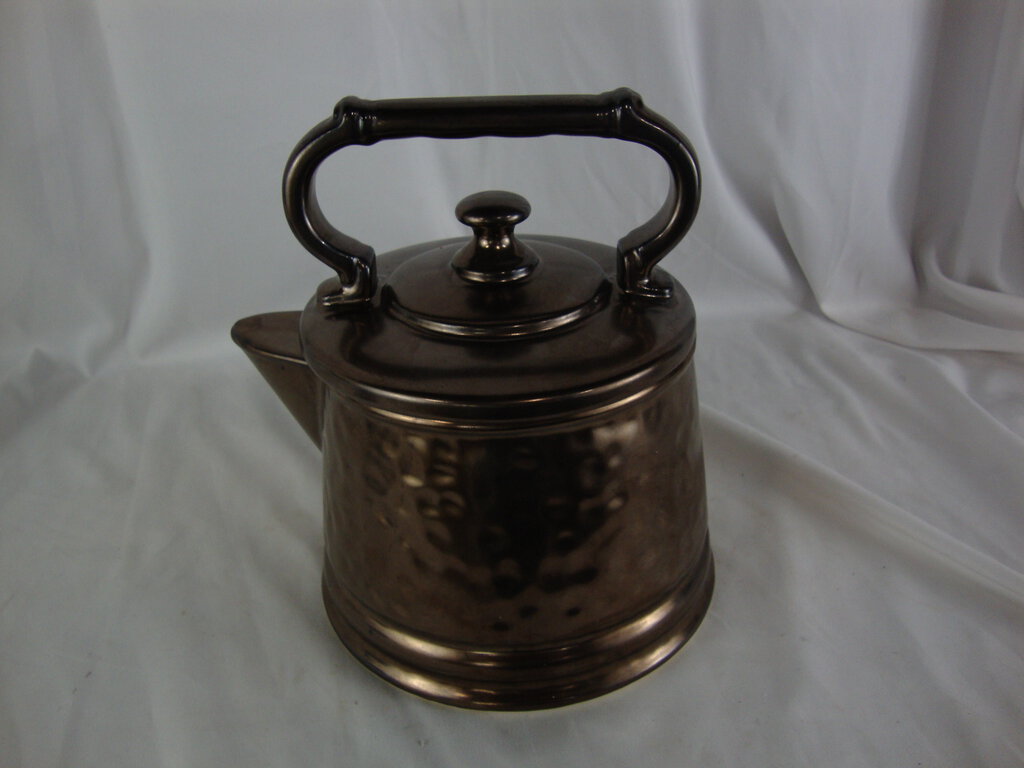 Vintage McCoy USA Bronze Ceramic Teapot Cookie Biscuit Jar with Lid