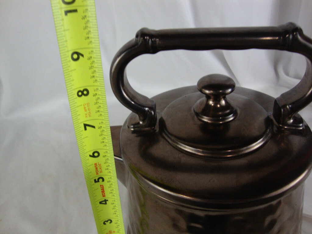 Vintage McCoy USA Bronze Ceramic Teapot Cookie Biscuit Jar with Lid