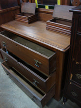 Load image into Gallery viewer, Vintage Walnut Three Drawer Dresser with Stained Glass Attached Mirror
