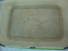 Load image into Gallery viewer, Vintage Farmhouse Enamel Cream with Green Trim Casserole Serving Pan Decor Only
