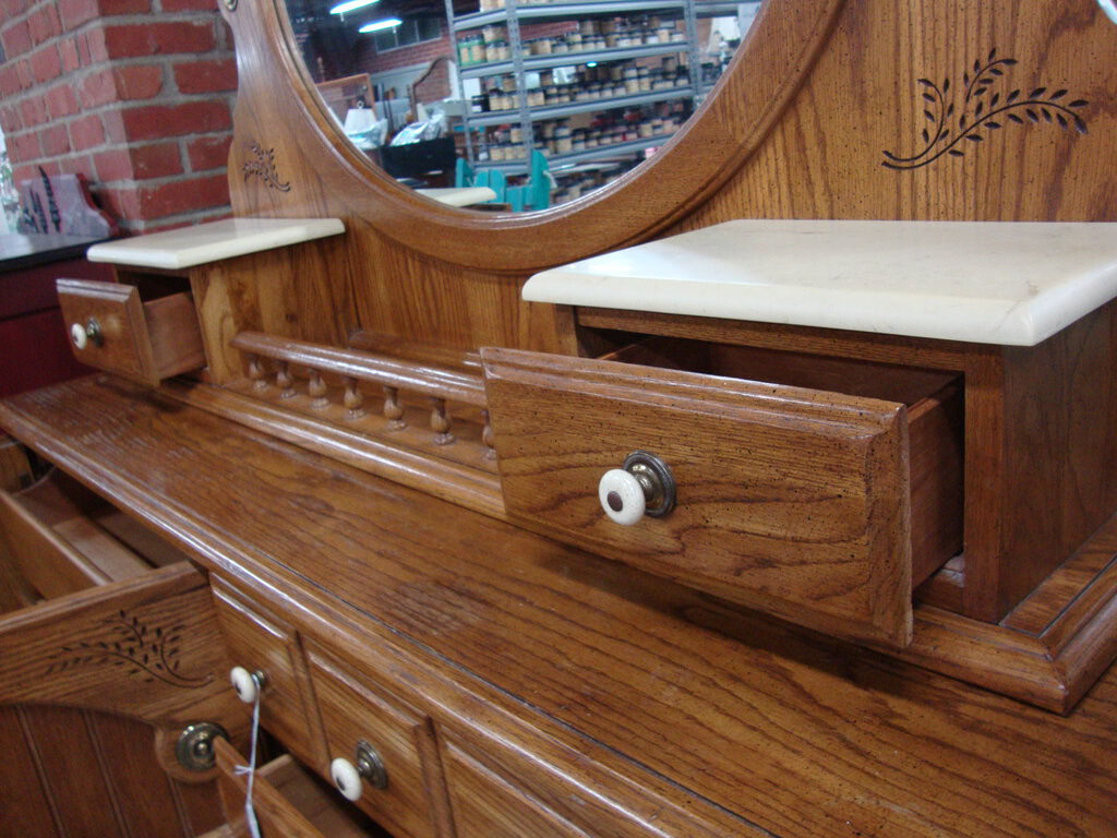 Vintage Victorian Style Oak High Dresser with Removable Mirror Shelf w –  Standpipe Antiques, image size:1024x768