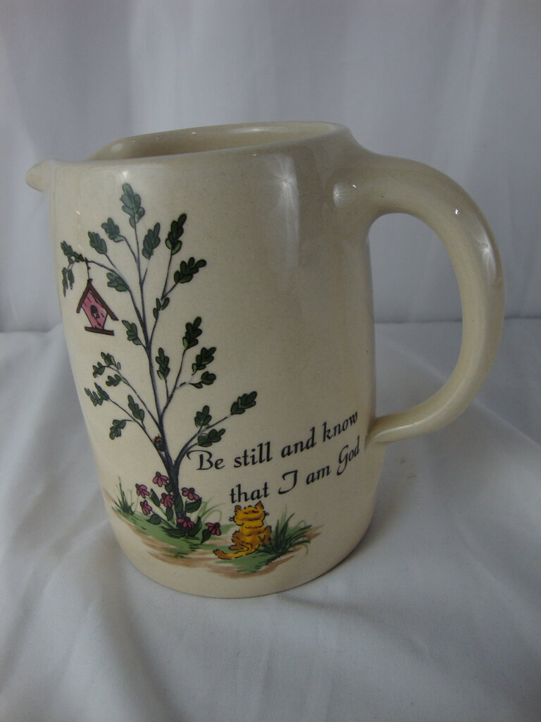 Yesteryears Pottery Texas Be Still and Know That I Am God Decor Pitcher