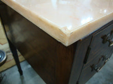 Load image into Gallery viewer, Antique English Hepplewhite Inlaid Server with Peach Alabaster Top
