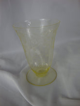 Load image into Gallery viewer, Vintage Heisey Glass Yellow Floral Crystal Pedestal Tea Glass
