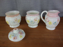 Load image into Gallery viewer, Antique Hobnail Milk Glass Creamer and Sugar and Waste Bowl Table Set
