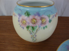 Load image into Gallery viewer, Antique Handpainted Floral 3 Piece Marmalade Lidded Jar with Underplate
