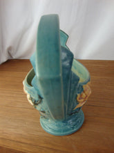 Load image into Gallery viewer, Vintage Roseville Pottery 383-7 Blue Magnolia Handled Basket
