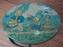 Load image into Gallery viewer, Vintage TinDeco Peter Rabbit on Parade Hinged Oval Trinket Box
