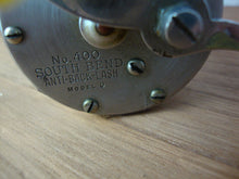 Load image into Gallery viewer, Vintage South Bend Model D No. 400 Anti Back Lash Metal Fishing Reel
