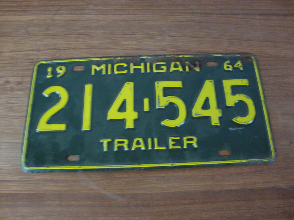 1964 Michigan Trailer 214-545 Car Tag License Plate